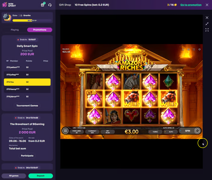 WinSpirit – Pagina promozioni